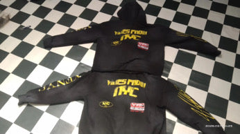 VIBESFROMNYC Distressed Back Print Zip Hoodie NYC Logo & VFN Patch