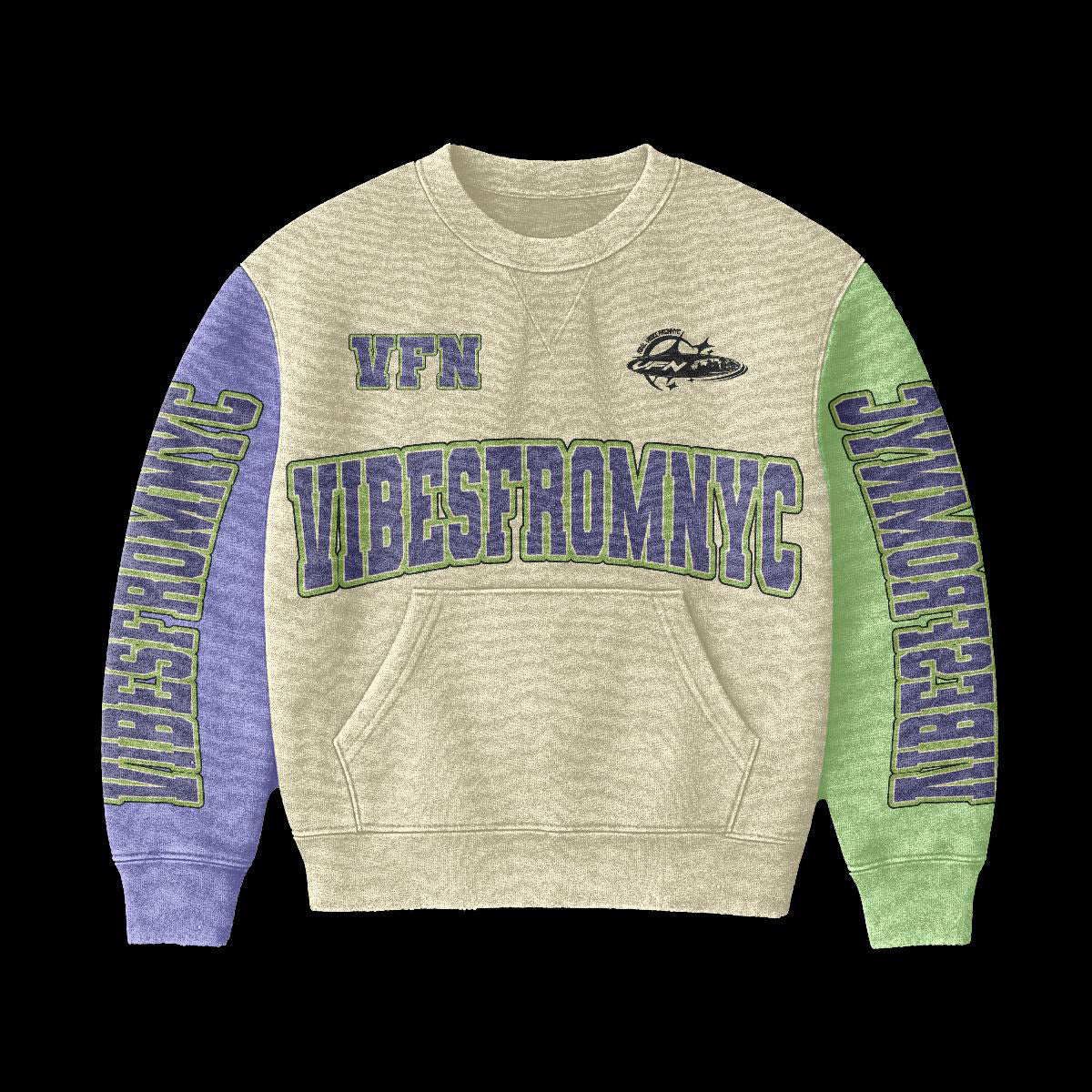 VIBESFROMNYC VFN Crewneck Sweater Front Graphic Logo Drop