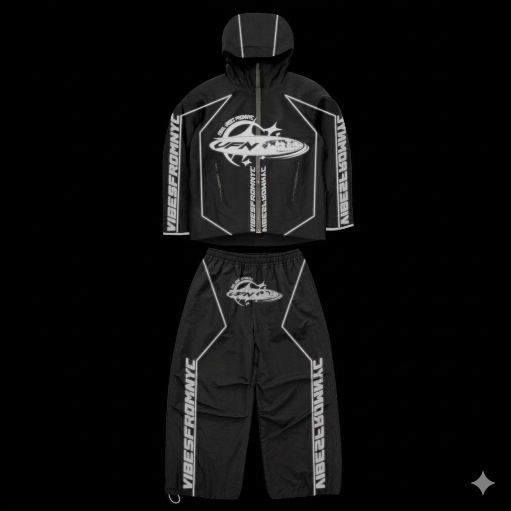 VIBESFROMNYC VFN Graphic Windbreaker Set Hooded Jacket & Track Pants