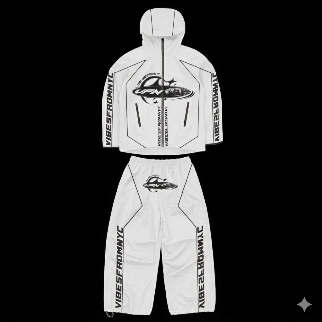 VIBESFROMNYC VFN Graphic Windbreaker Set Hooded Jacket & Track Pants