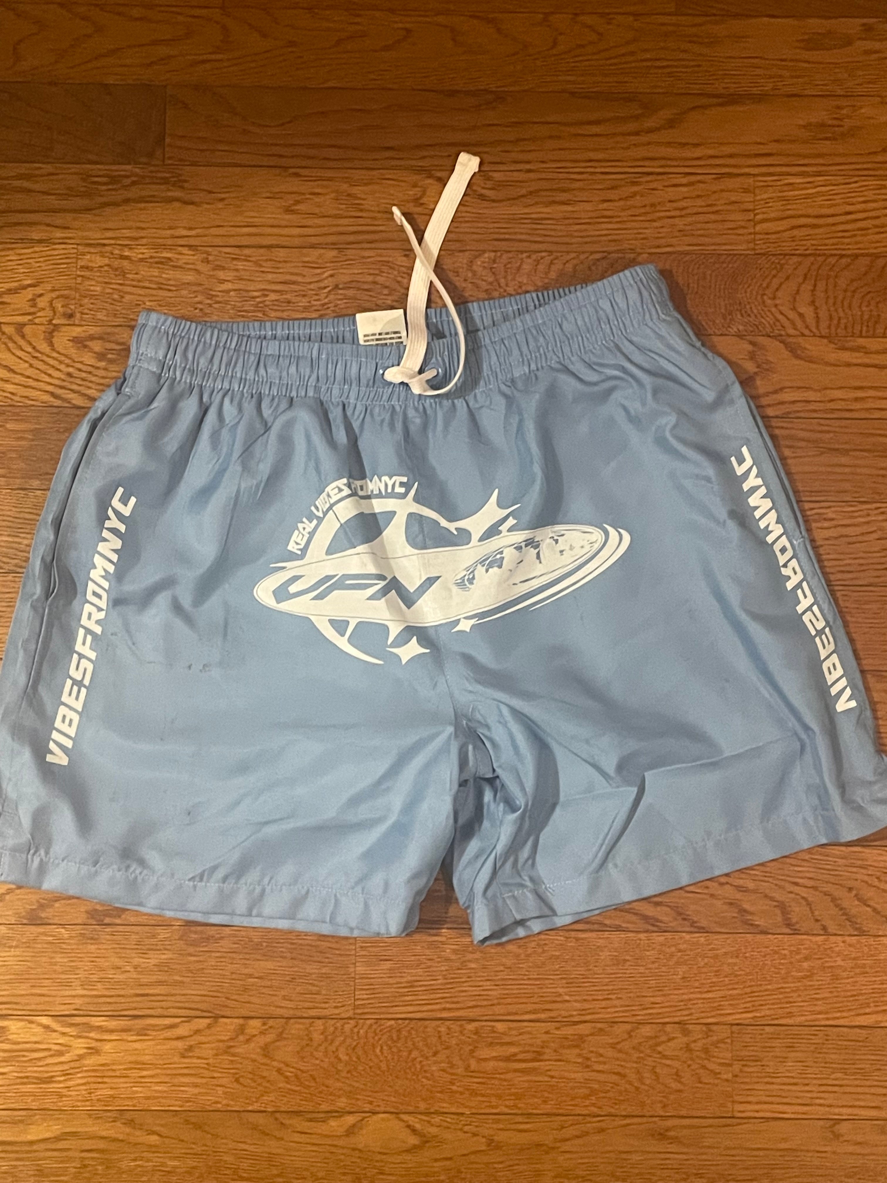 VIBESFROMNYC Drawstring Shorts Vertical Branding Detail