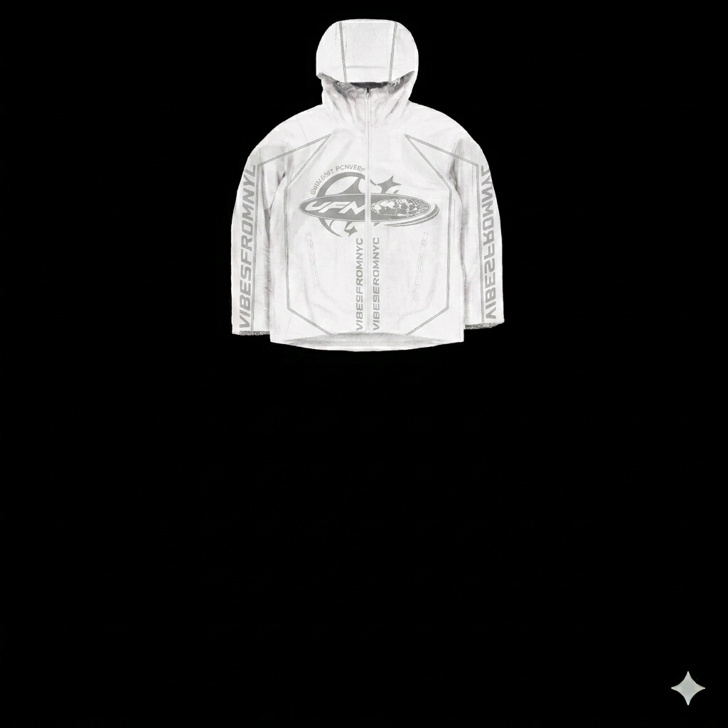 VIBESFROMNYC Graphic Hooded Zip Anorak Jet Patch Center Graphic