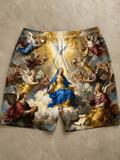 VIBESFROMNYC VFN Angel Crown All-Over Print Drawstring Shorts Artwork Panel Look