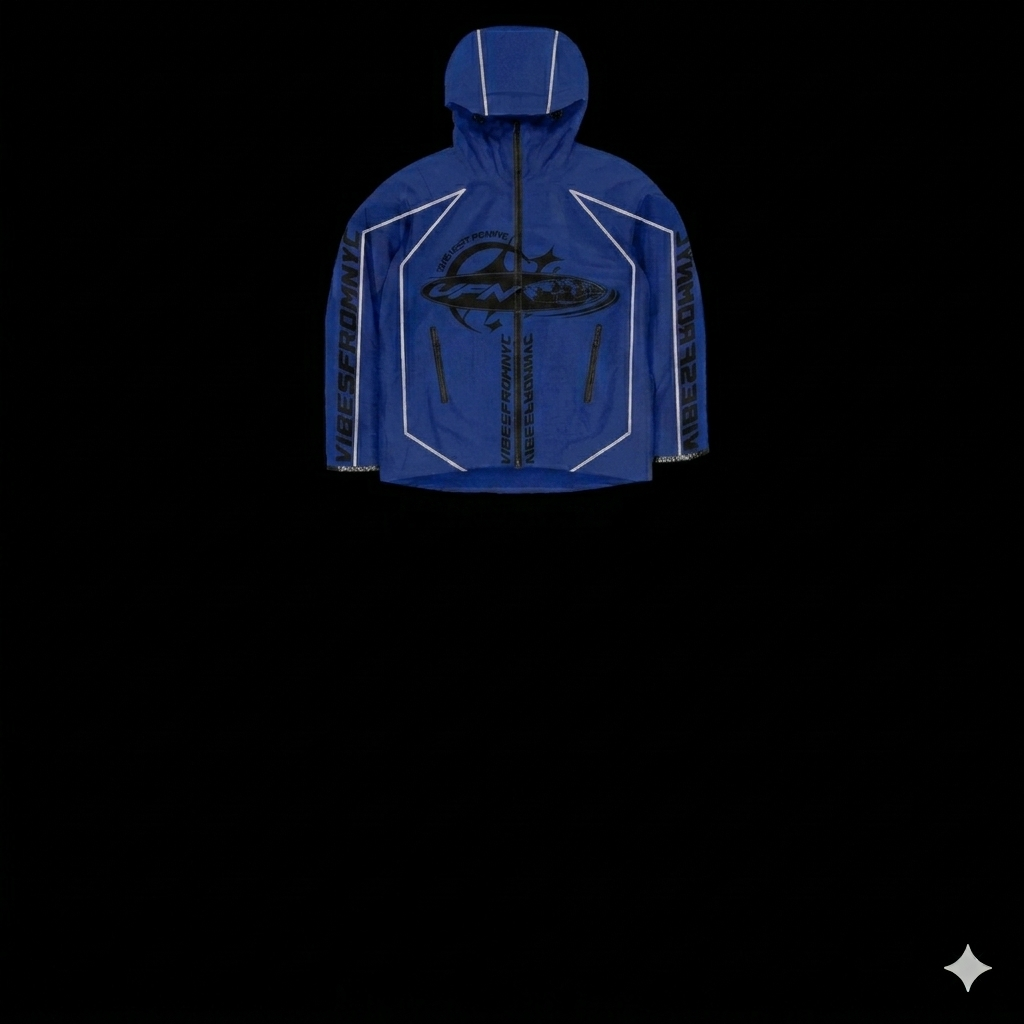 VIBESFROMNYC Graphic Hooded Zip Anorak Jet Patch Center Graphic