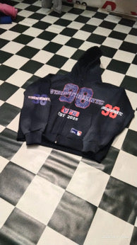 VIBESFROMNYC Distressed 98 Zip Hoodie Vibes From NYC PatchGraphic Full-Front